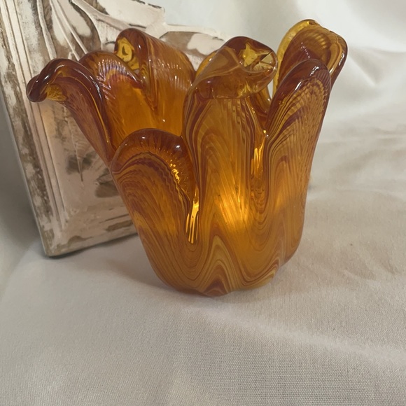 Murano Orange Italian Vase - Picture 5 of 8